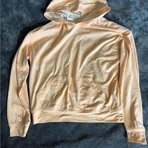 Peach Hoodie with White Pattern